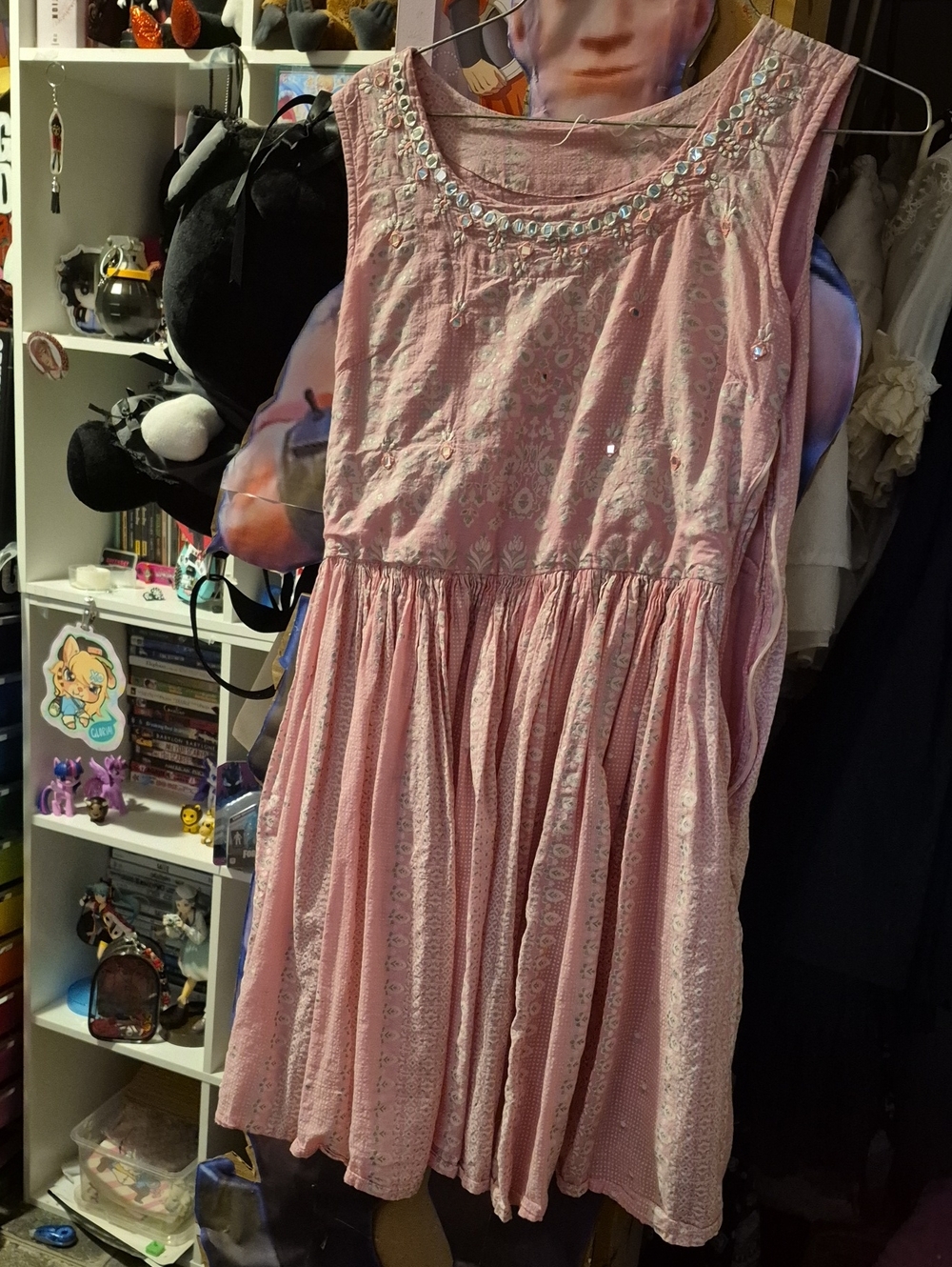 Pink Sleeveless Embellished Dress